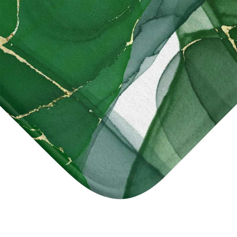 Abstract Boho Bath, Kitchen Mat | Emerald Jade Green Earthy Ombre