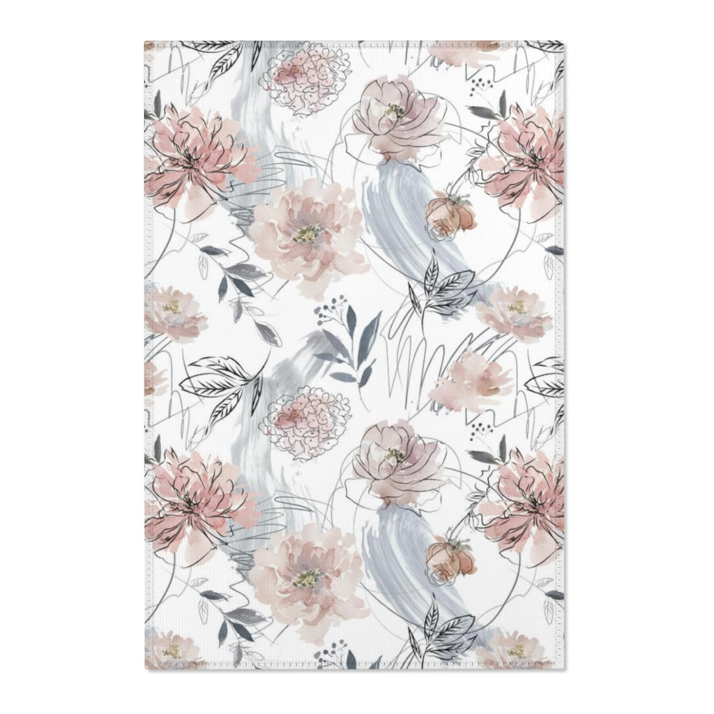 Floral Area Rug | Beige Peonies