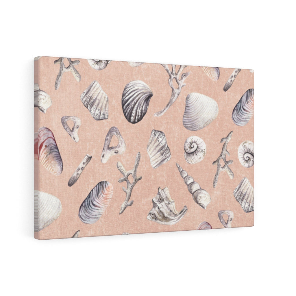 WHIMSICAL CANVAS ART | Pink Blue Seashells