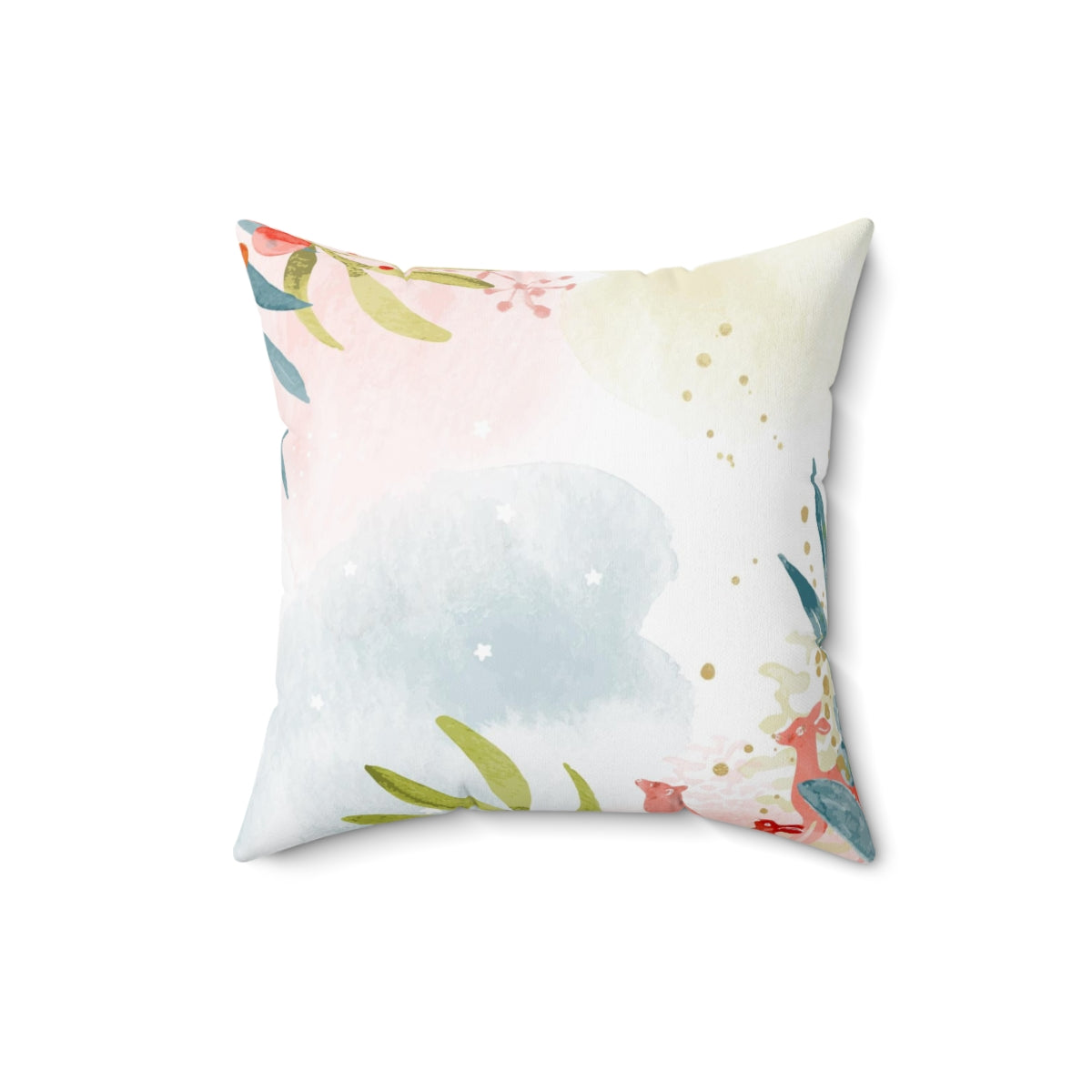 Christmas Square Pillow Cover | Pastel Watercolor