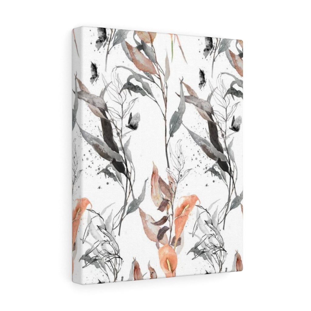 FLORAL WALL CANVAS ART | White Peach Grey