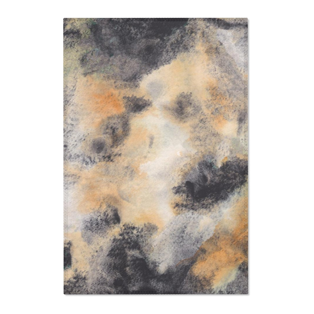 Abstract Area Rug | Black Gray Orange Ombre