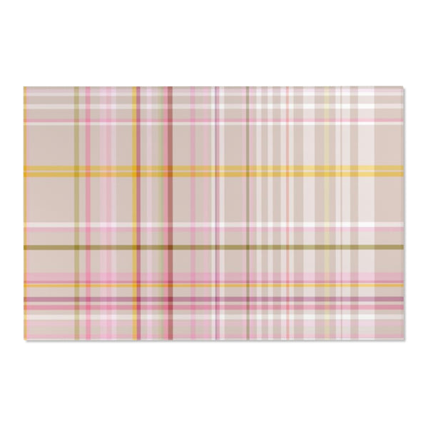 Plaid Area Rug | Beige Pink Yellow