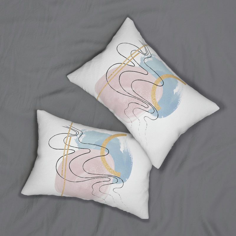 Abstract Lumbar Pillow | Baby Pink Blue