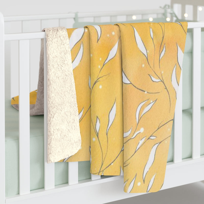 Floral Comfy Blanket | Yellow White Leaves