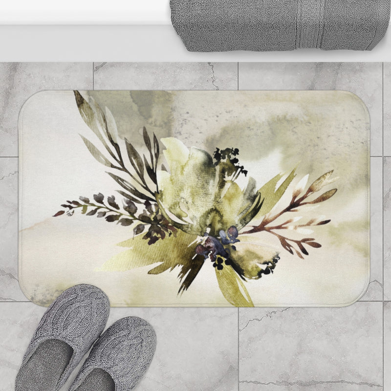 modern floral bath mat