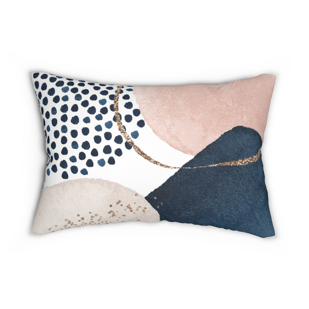 Abstract Lumbar Throw Pillow, Navy, Blush Pink