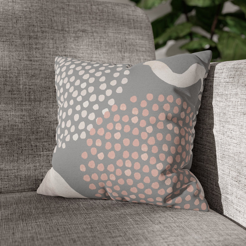 Abstract Boho Pillow Cover | Gray Blush Pink, Ivory