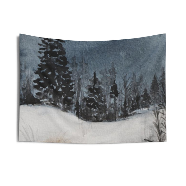 Landscape Tapestry | Grey Indigo Blue Forest