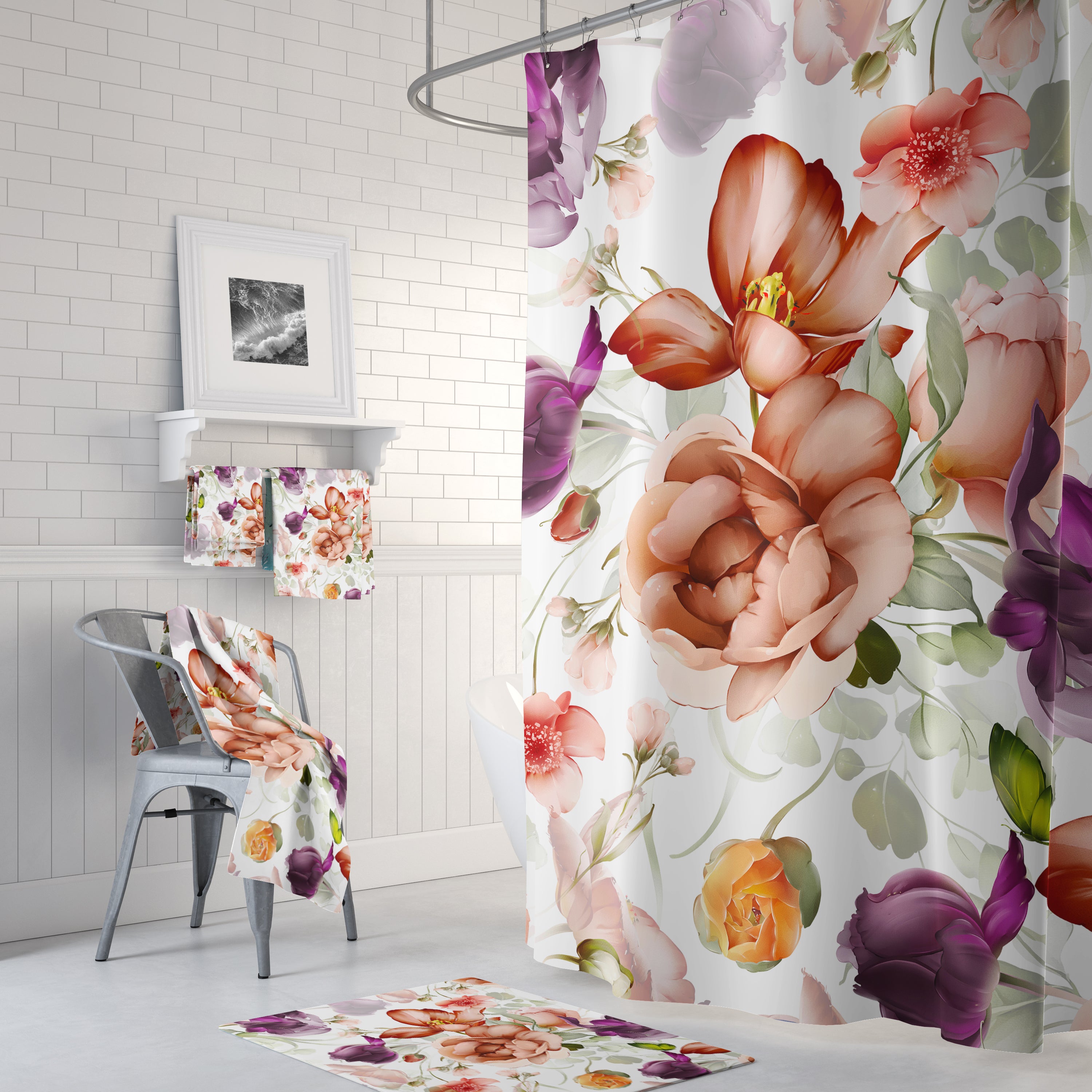 modern boho fabric shower curtain