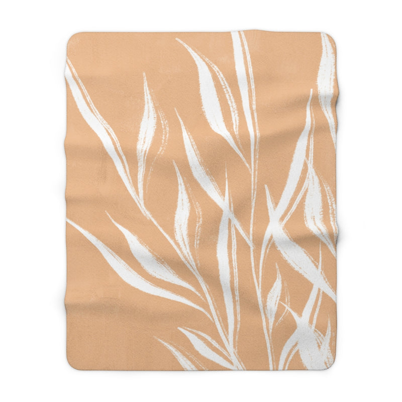 Cozy Comfy Blankets, Beige White Leaves, Desert Terracotta