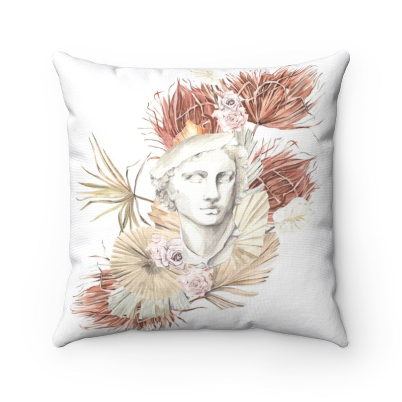 Floral Boho Pillow Cover | White Beige Statue Flowers