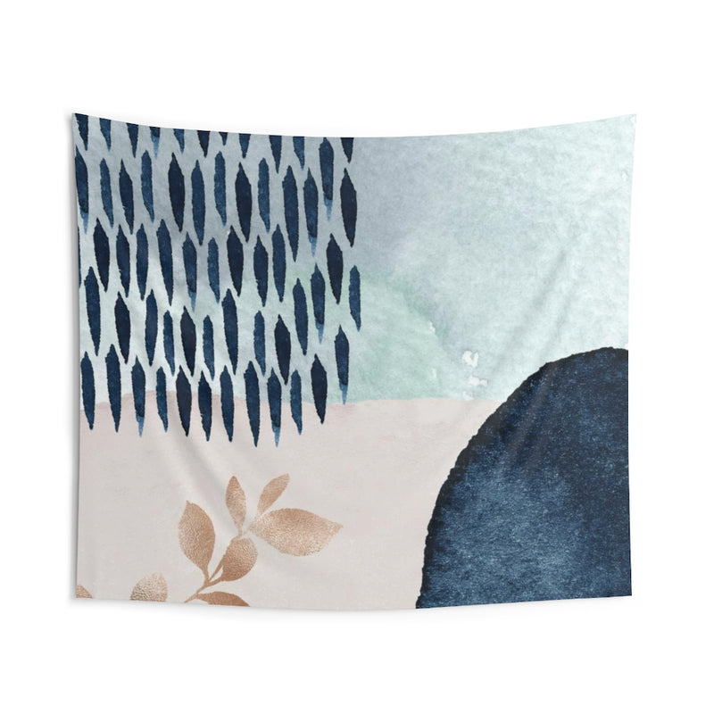Floral Tapestry | Teal Beige Bronze Navy Blue