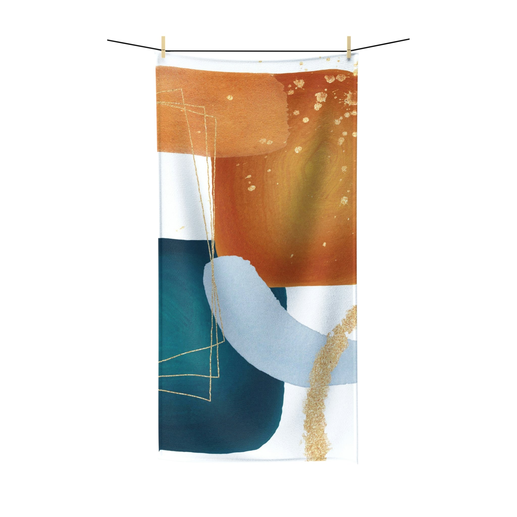 Blue Rust Orange, Minimalist, Abstract Bath Towel