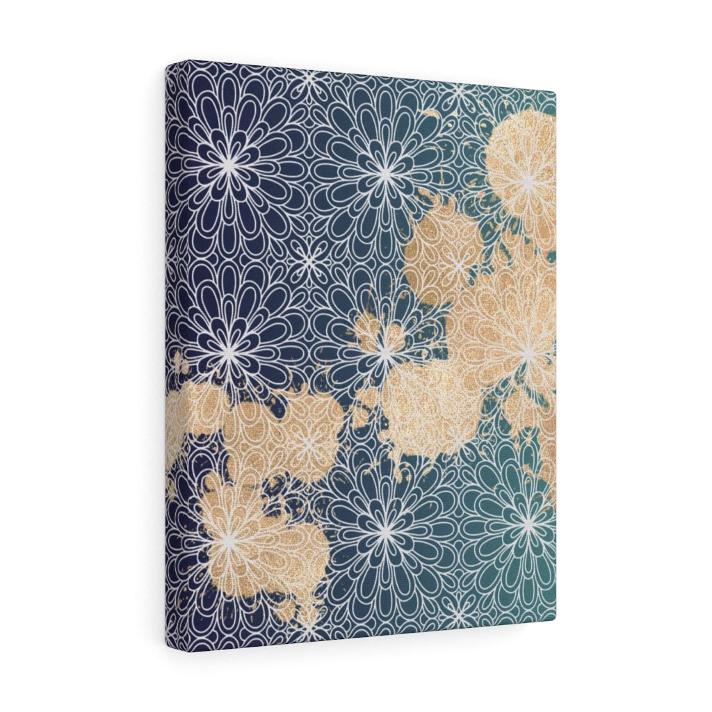 FLORAL CANVAS ART | Teal Navy Beige