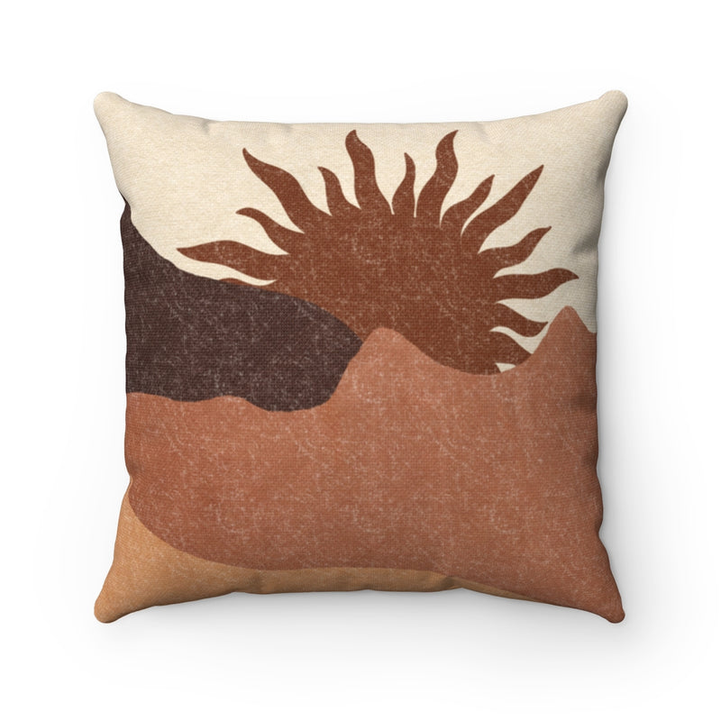 Boho Pillow Cover | Brown Rustic Beige Western Sun
