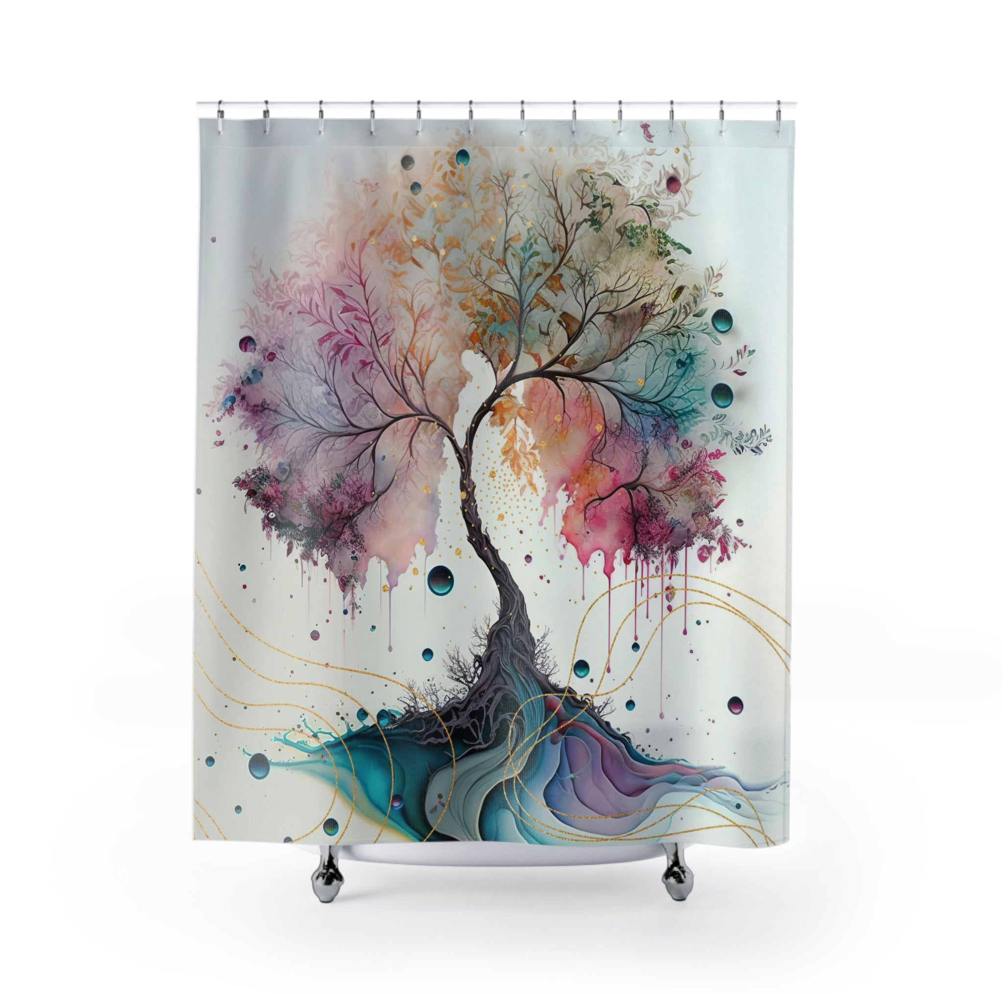 modern boho fabric shower curtain