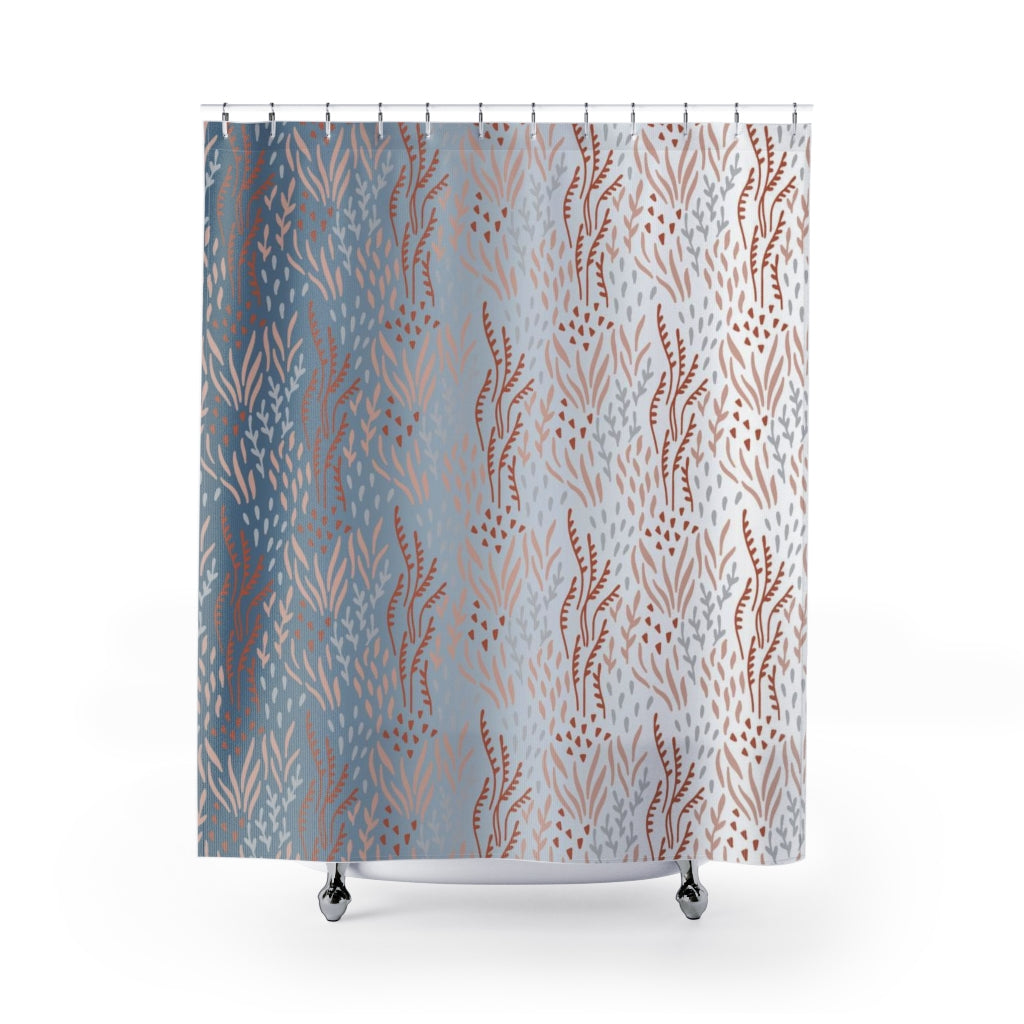 Floral Shower Curtain | Blue Ombre