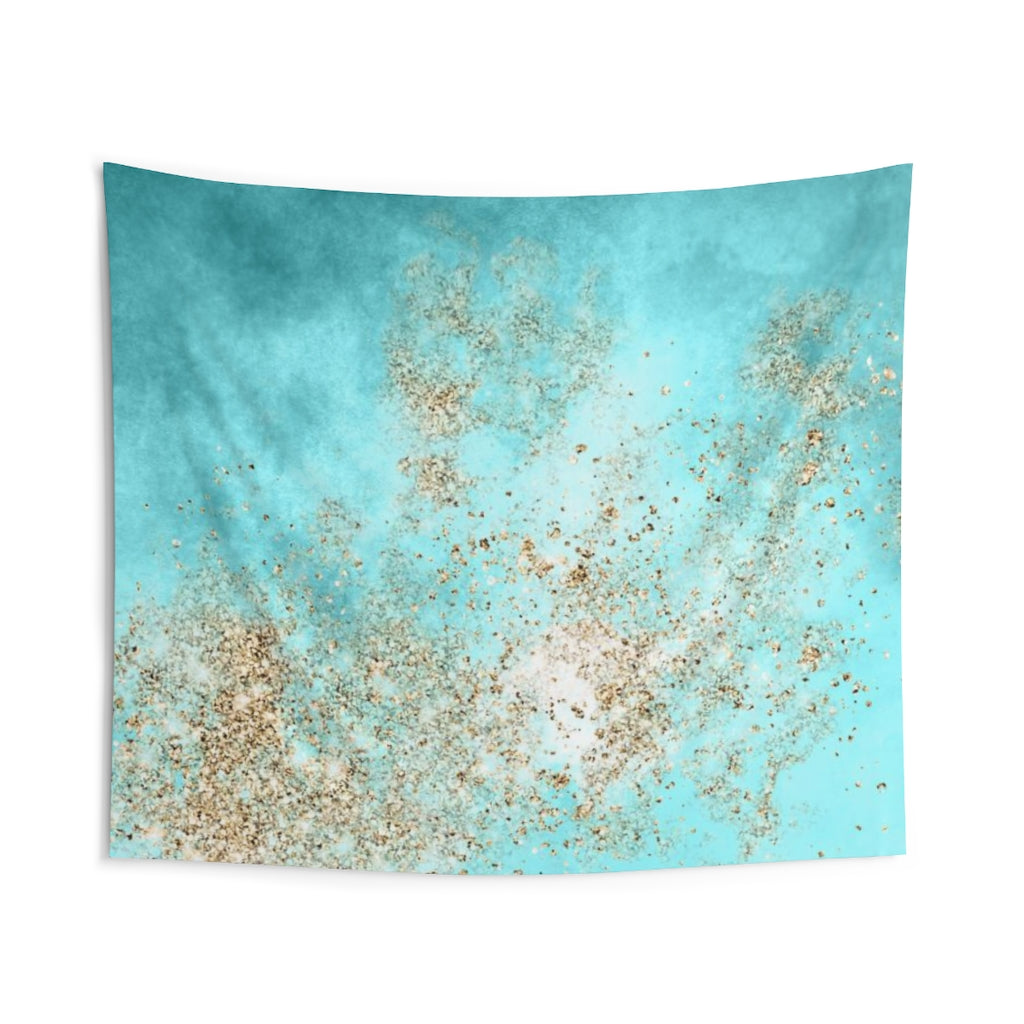 Abstract Tapestry | Aqua Teal gold