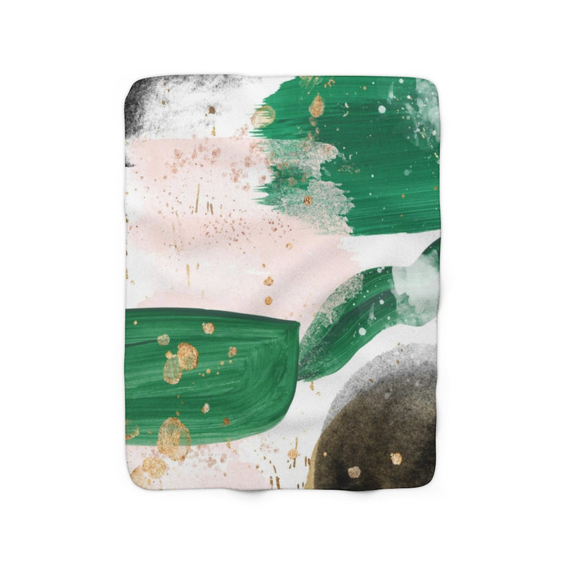 Abstract Boho Comfy Blanket | White Pink Green Gold
