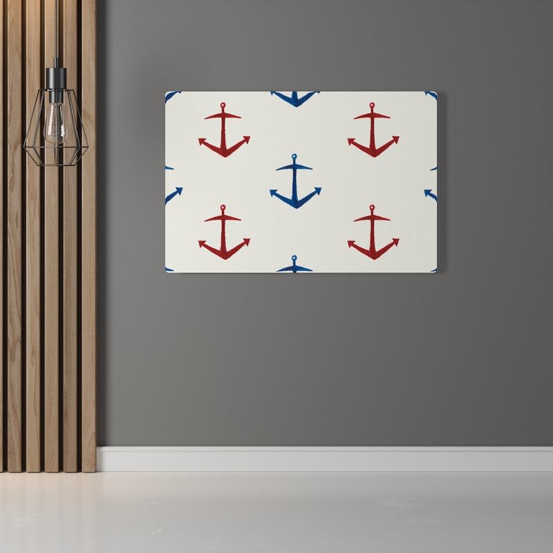 CANVAS ART | White Red Blue Nautical Anchor