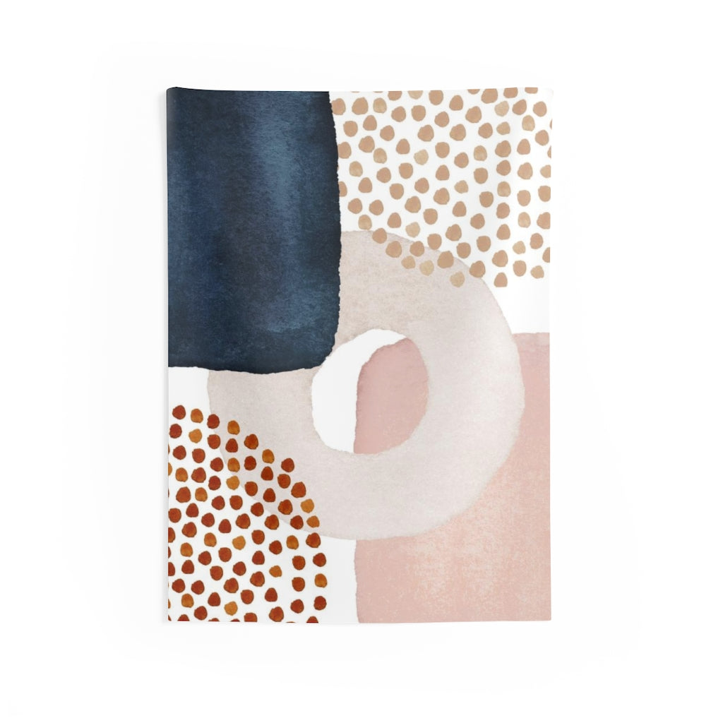 Abstract Tapestry | Navy Blue White Blush Pink Beige