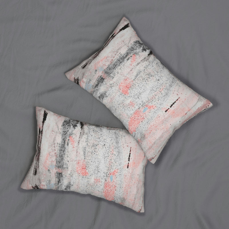 Boho Lumbar Pillow | Slush Pink Gray Abstract