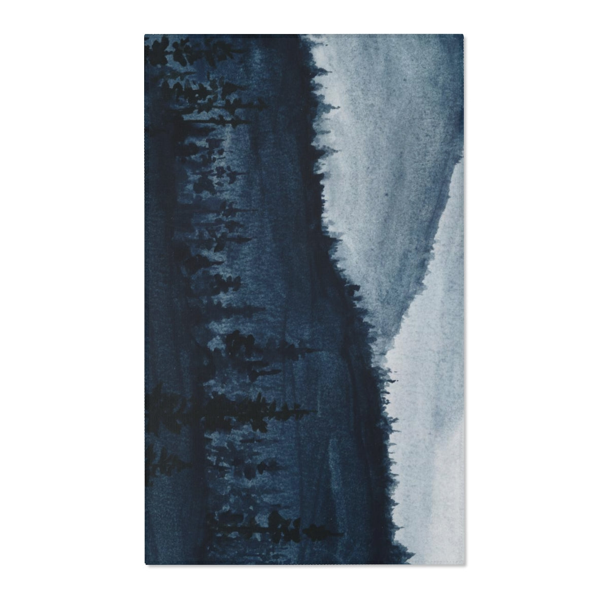 Landscape Area Rug | Indigo Blue Watercolor Mountains