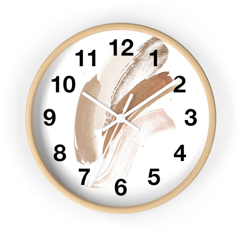 Abstract 10" Wood Wall Clock | White Beige