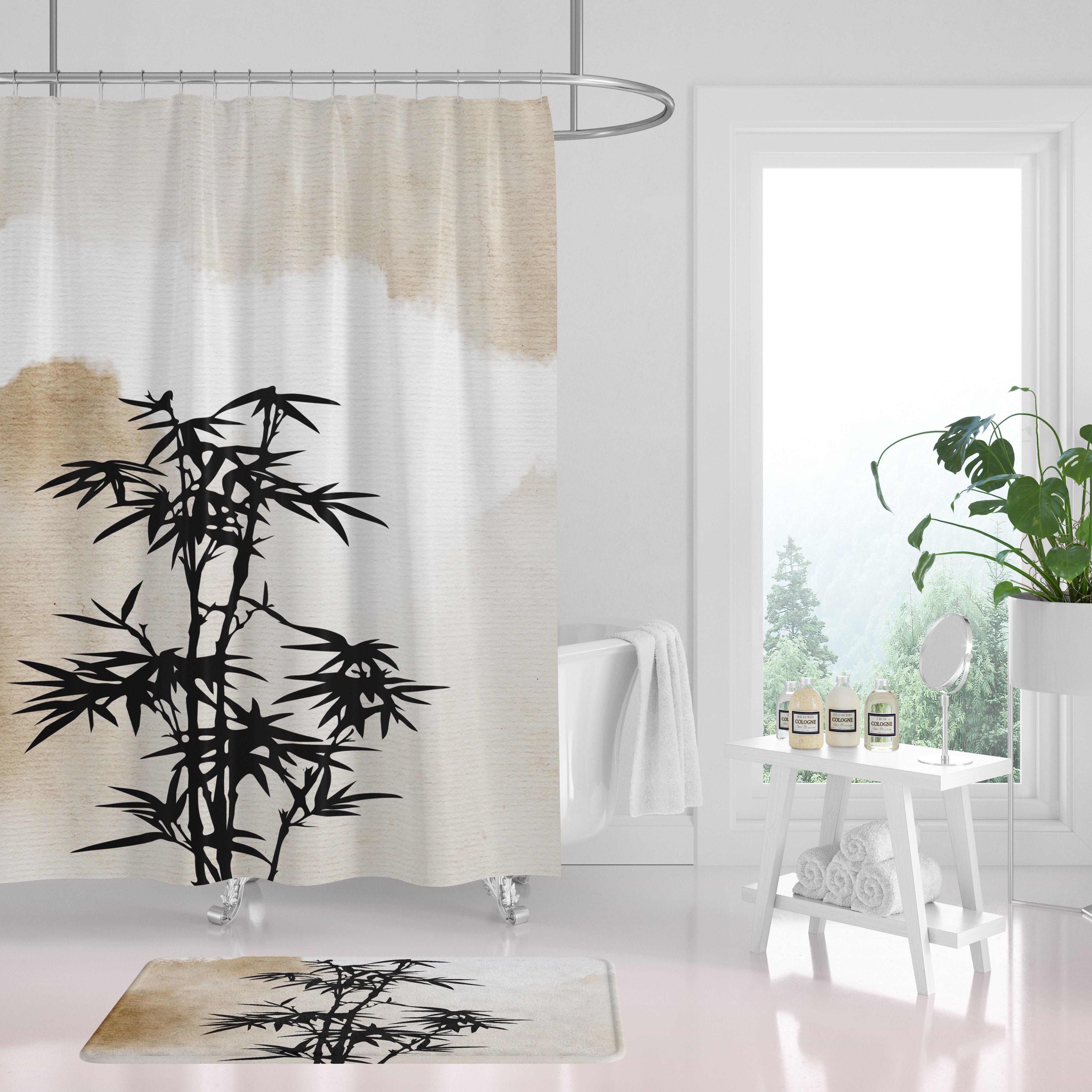 modern boho fabric shower curtain