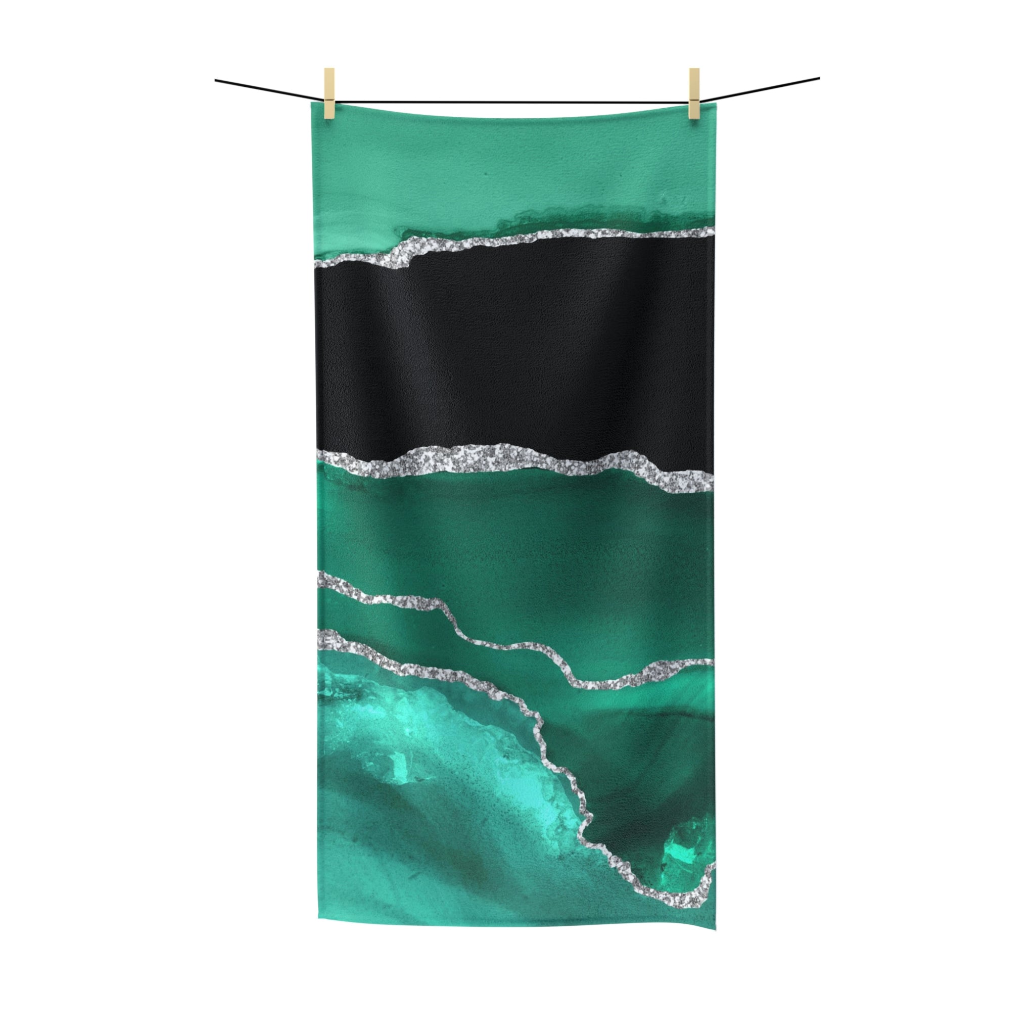 Bath Towel | Marble, Sage Green Black