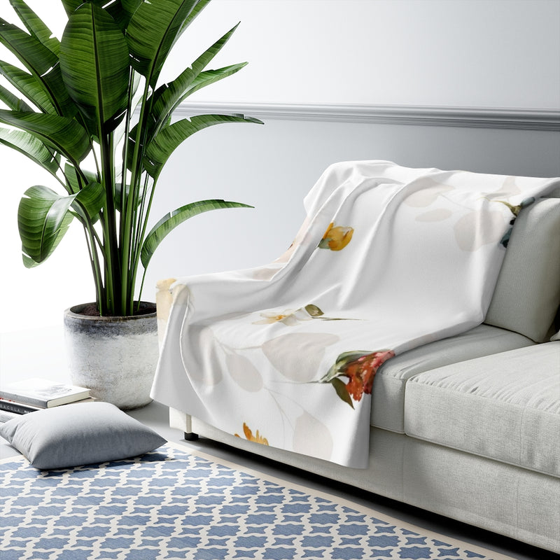 Floral Comfy Blanket | White Garden Flowers