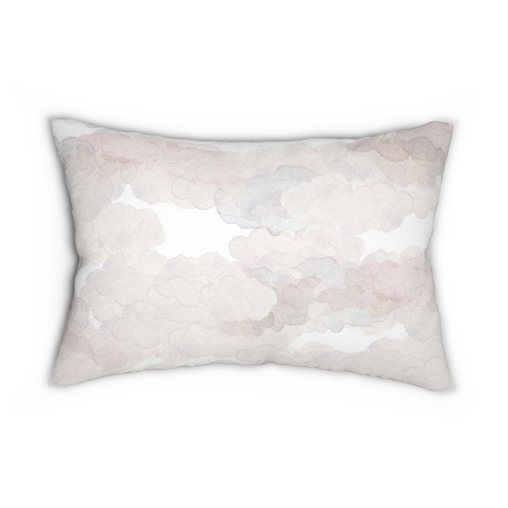 Abstract Boho Lumbar Pillow | Beige White