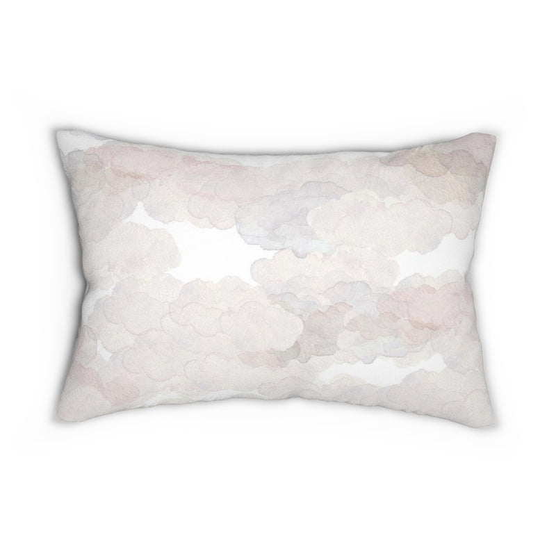 Abstract Boho Lumbar Pillow | Beige White