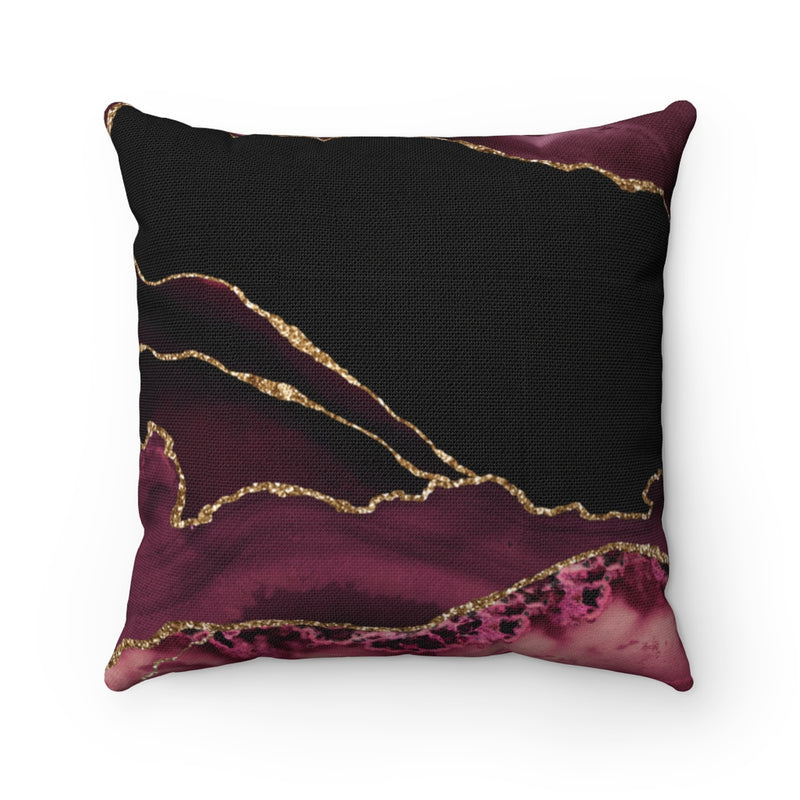 Abstract Boho Pillow Cover | Wine Red Black Gold