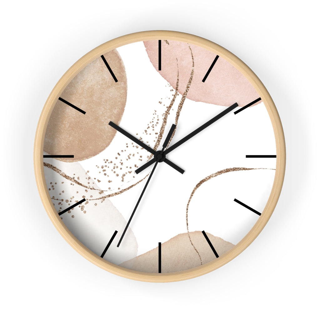 Wood,  Wall Clock, Pastel, Blush Pink 10"