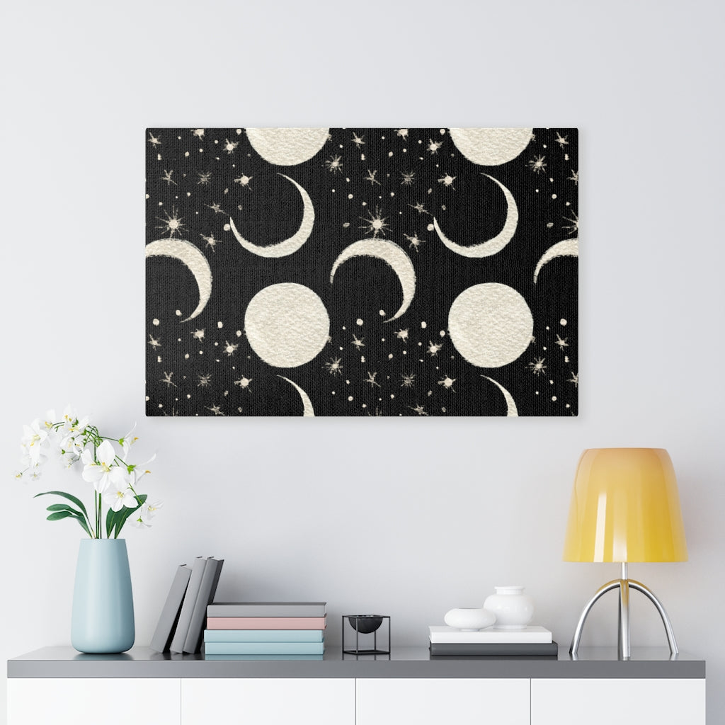 MYSTICAL CANVAS ART | Black Beige Moon Phases