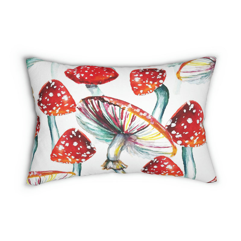 Mushroom Lumbar Pillow | Red White Fantasy Forest