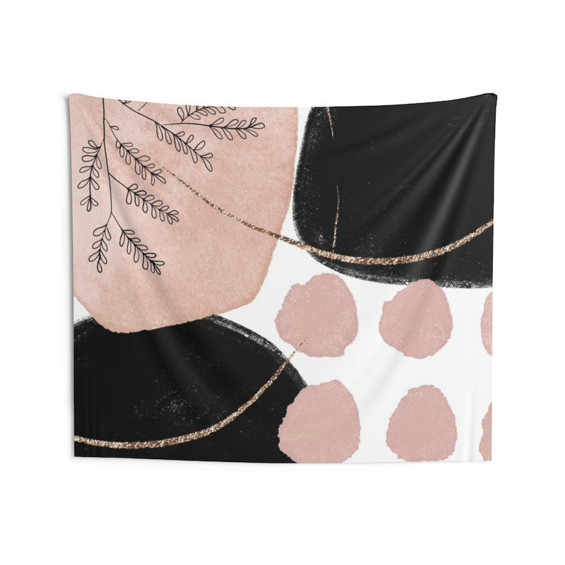 Floral Tapestry | Pastel Pink Black White Gold
