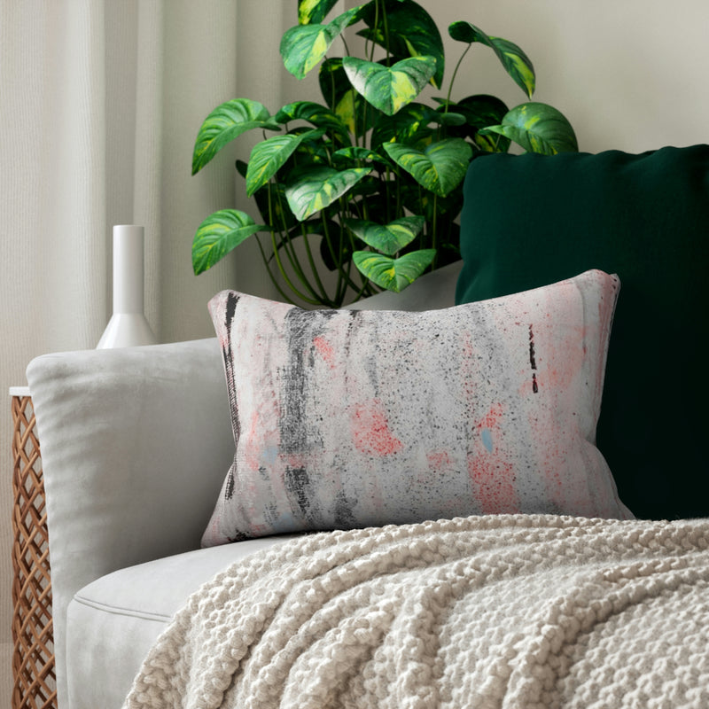 Boho Lumbar Pillow | Slush Pink Gray Abstract