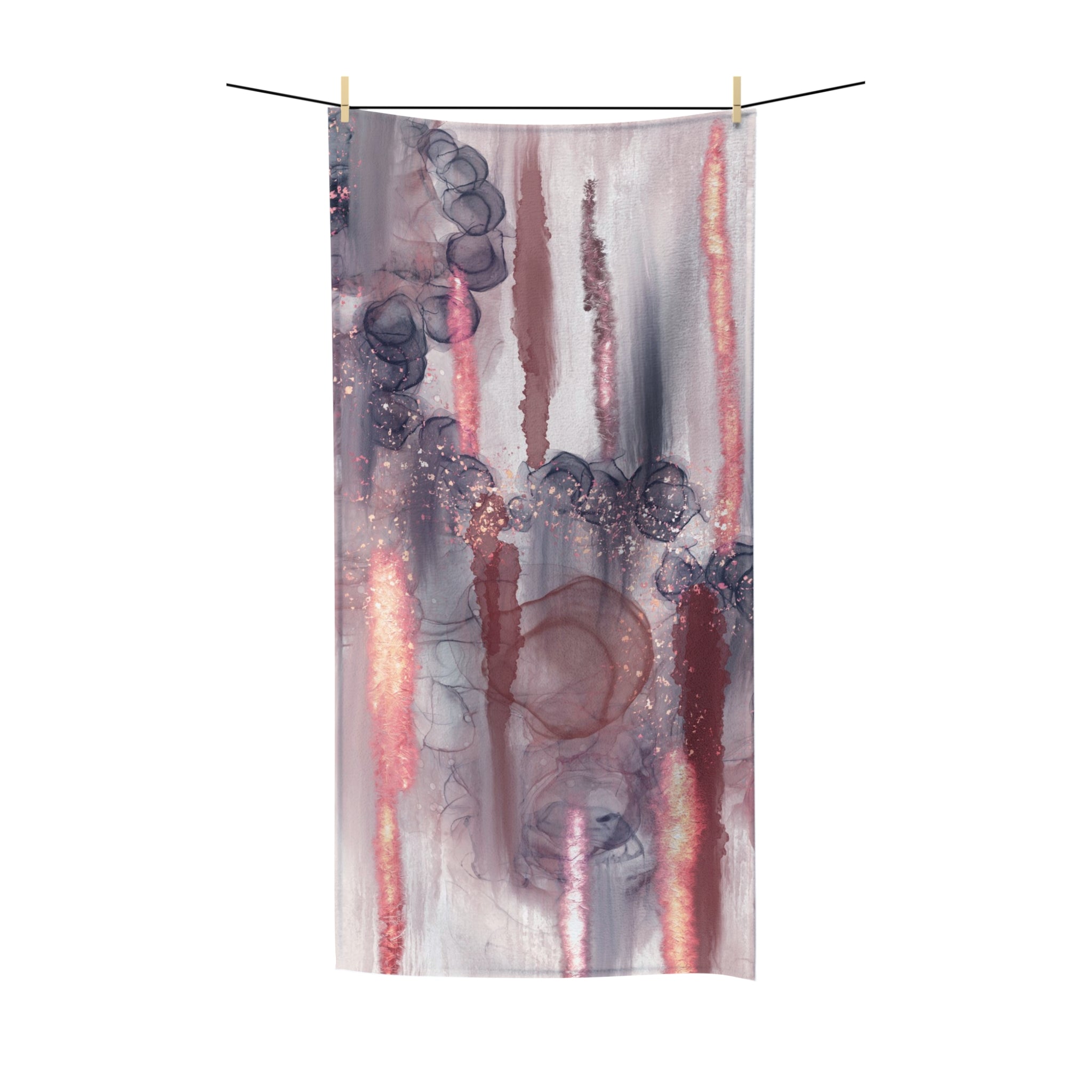 Art Deco Bath Towel | Navy Blue Rust Abstract