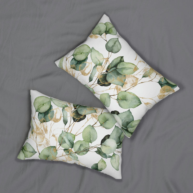 Eucalyptus Floral Lumbar Pillow | Sage Green White