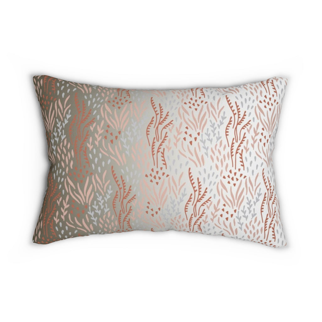 Floral Boho Lumbar Pillow | Beige Silver Brown