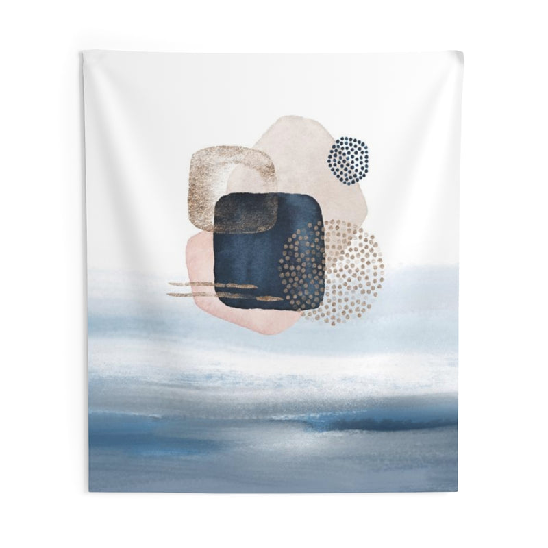 Abstract Tapestry | Navy Blue White Blush Pink