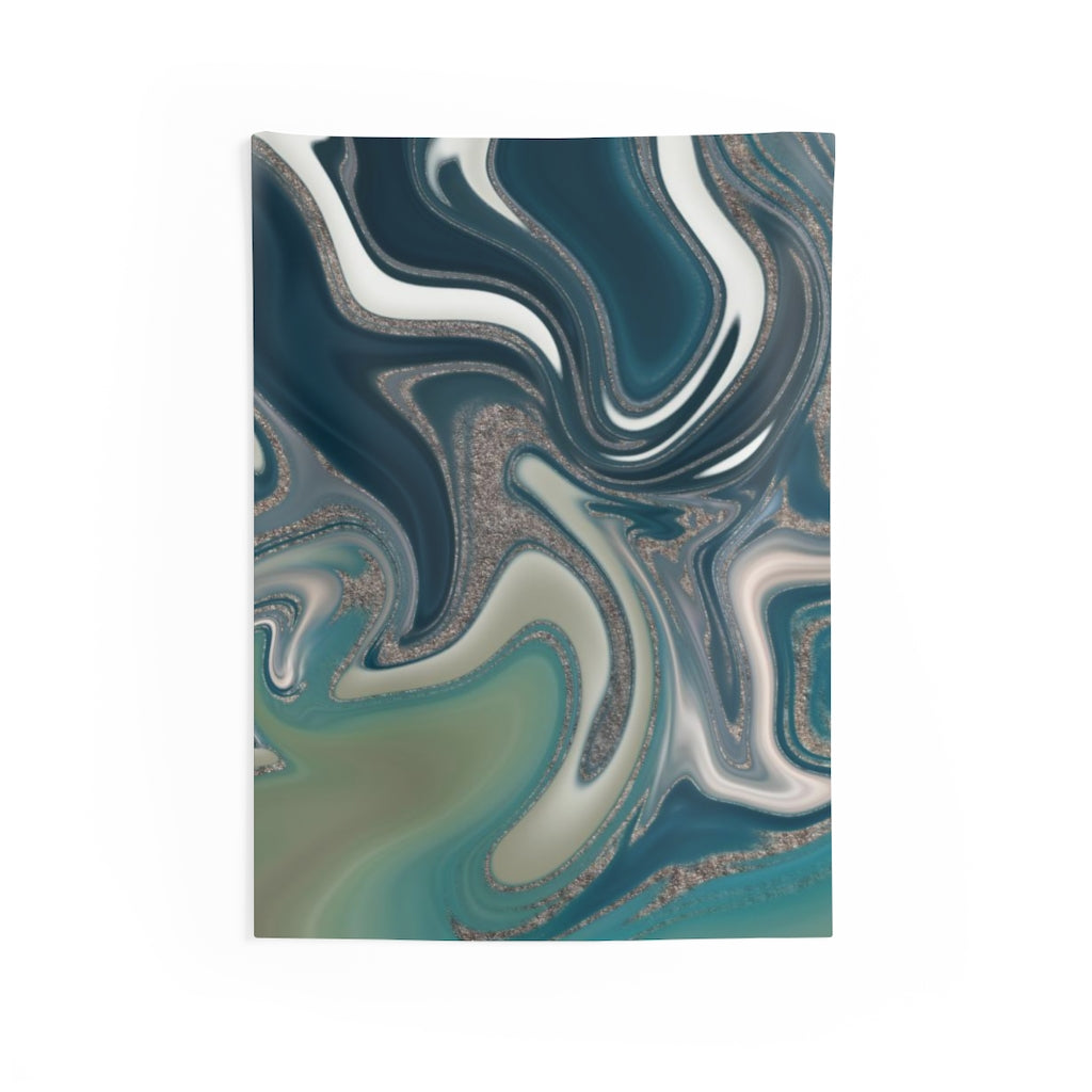 Abstract Tapestry | Green White Lime Teal