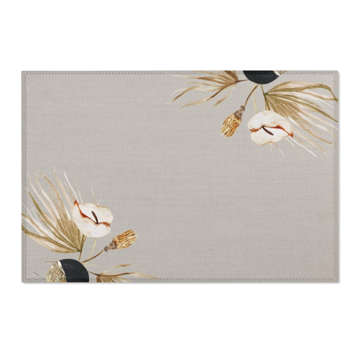 Floral Area Rug | Beige Ivory White Flowers