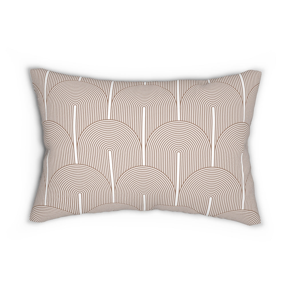 Abstract Boho Lumbar Pillow | Beige White