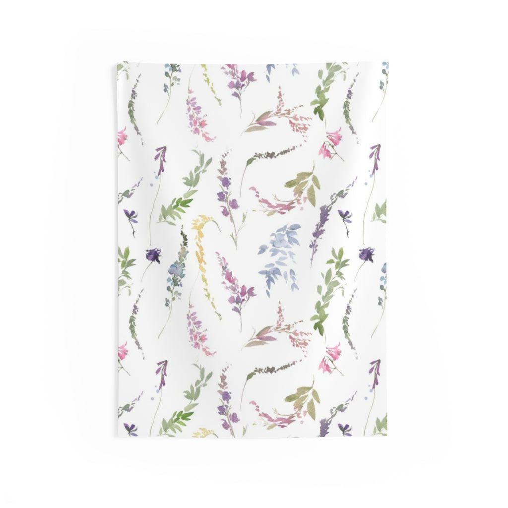 Floral Tapestry | Pastel Rainbow White Spring Flowers