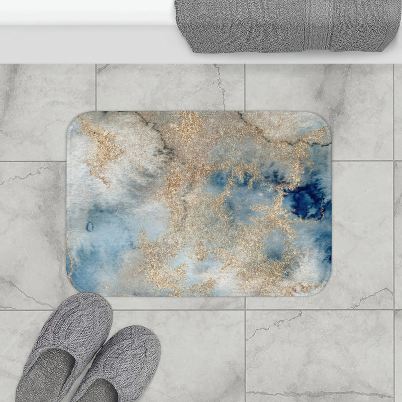 Abstract Bath, Kitchen Mat | Blue Beige Ombre