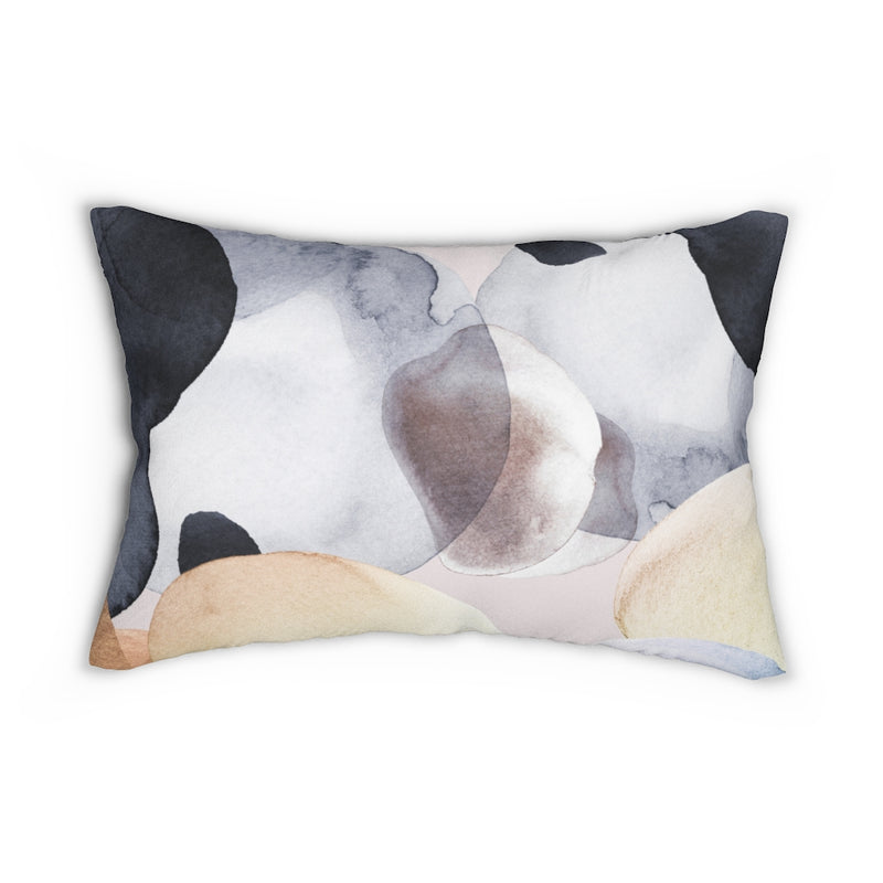 Abstract Boho Lumbar Pillow | Beige White Black